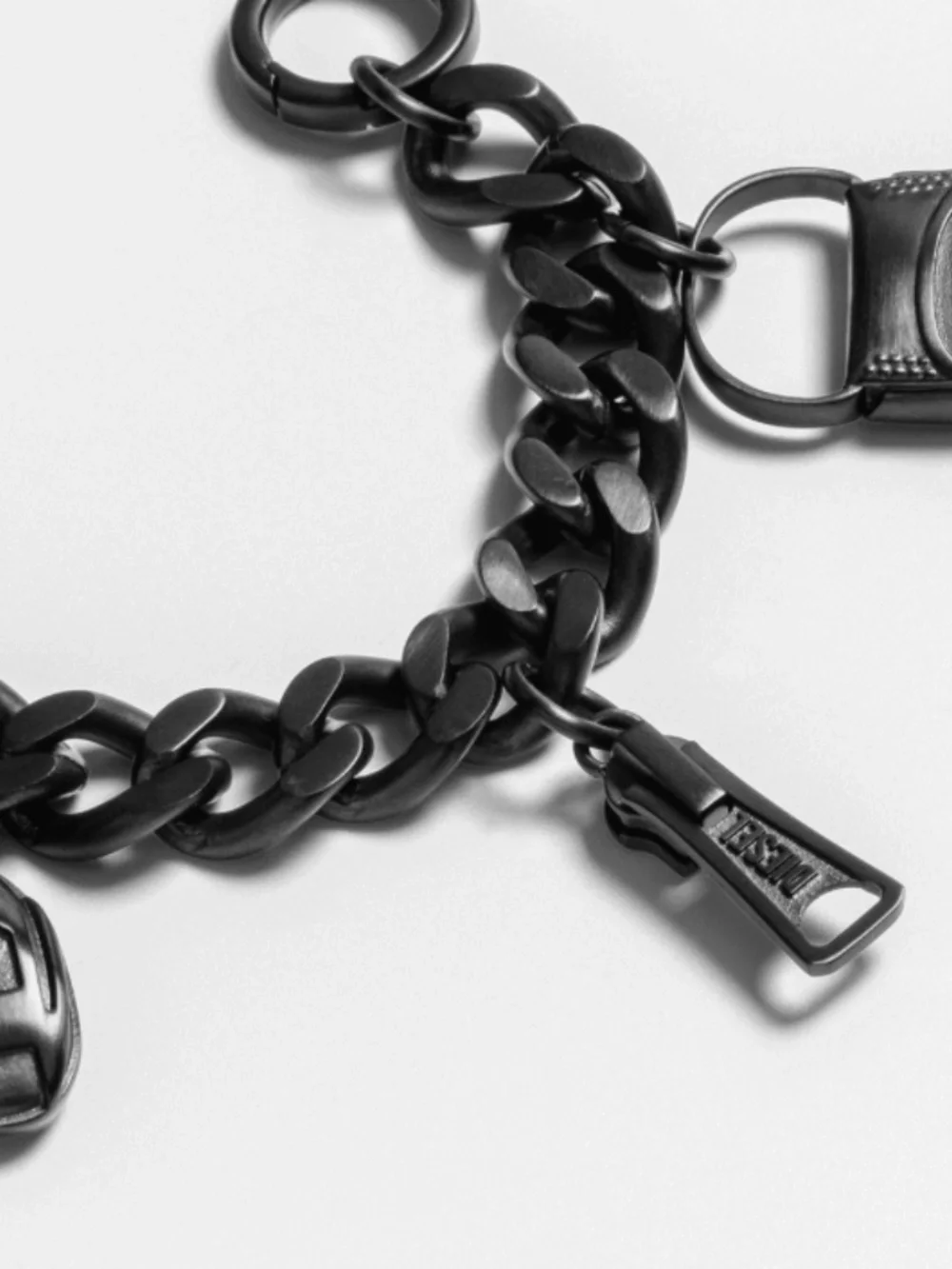 DIESEL Matte Black Thick Metal Phone Charm